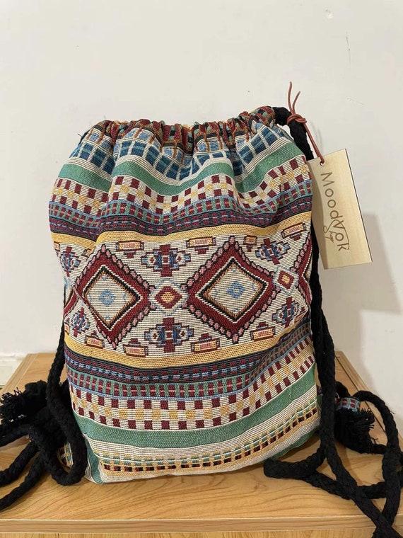 Handmade Drawstring Backpack, String Backpack, Hippie Boho Drawstring  Backpack, Yoga Bag, Beach Bag, Gym Bag, College Student Gift, Unisex - Etsy