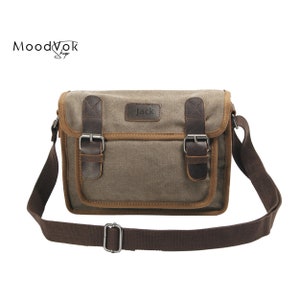 Handgefertigte Ledertasche, Canvas Crossbody Messenger Bag, Canvas Umhängetasche, Herren Ledertasche, Herren Leder Canvastasche, bestes Weihnachtsgeschenk Braun