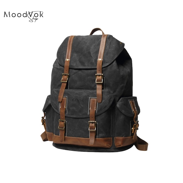 Canvas outdoor backpack, Unisex canvas backpack, Water resistant travel backpack, School Laptop travel work backpack, Backpack for men