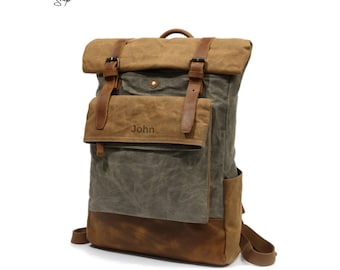 Waxed canvas backpack, Unisex backpack, Outdoor backpack, Laptop travel bag, Backpack for school, 3 colors backpack