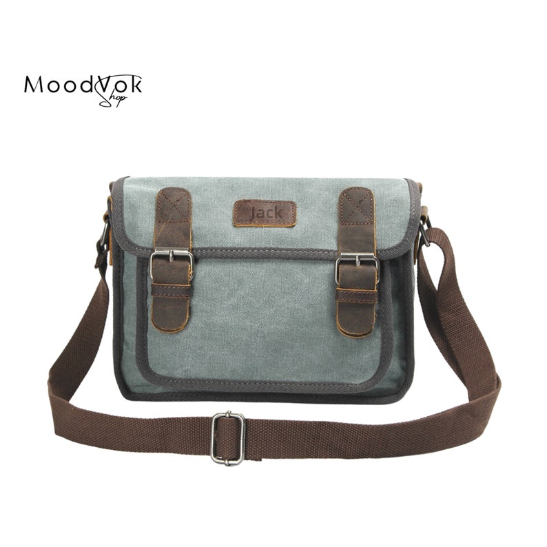 Handgefertigte Ledertasche, Canvas Crossbody Messenger Bag, Canvas Umhängetasche, Herren Ledertasche, Herren Leder Canvastasche, bestes Weihnachtsgeschenk Blau