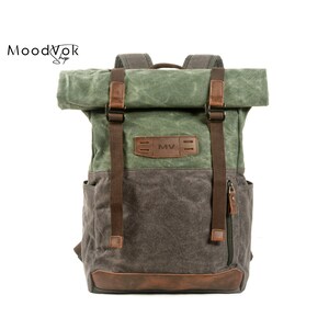 Full-Grain leather backpack, Waterproof canvas backpack, Canvas travel pack, Backpacker's canvas bag, Adventure bag ,Traveler's rucksack