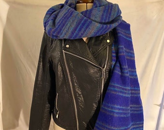 Cozy Cashmelon add just a splash of colour to your goth punk alt winter wardrobe throw vegan friendly huge blanket wrap shawl Deep blue