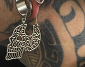 El Día de los Muertos filigree sugar skull day of the dead Goth Gothic Hill Tribe Earring stretched piercing ear weights tattoo culture wow