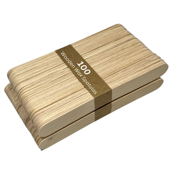 100 Pcs Disposable Wooden Waxing Spatulas, Wax Applicator Sticks for Body Hair Removal, Professional Tongue Depressors Flat Round End