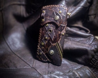 Carved Leather Biker Wallet, Hand Tooled Long Wallet Chain