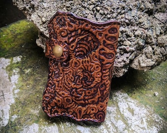 Handmade Leather Biker Wallet: Monster Tooled Design