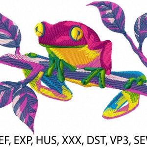 Colourful Tree Frog-Australian Green Tree Frog-Machine Embroidery Design-Embroidery Patterns & Files-Instant Download