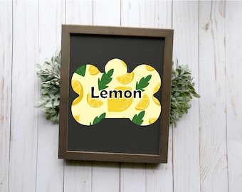 Lemon Dog Tag , Fruit Pet Tag, Yellow Dog Id Tag, Yellow Lemon Personalized Pet tag, Dog Name Tag