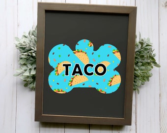 Taco Pet Tag, Food Dog Tag, Fiesta Dog Tag, Custom Taco Cat Tag, Double Sided Dog Tag for Dog, Custom Pet Tag for Girl or Boy, Fun Puppy Tag