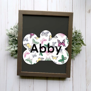 Butterfly Pet ID Tag, Butterfly Double Sided Dog Tag for Dog, ID Tag Floral, Boho Custom Pet Tag, Personalized Pet Tag