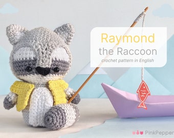Raymond the Raccoon Amigurumi Crochet Pattern (PDF File)| Amigurumi Raccoon pattern | Desk buddy | Crochet figurine