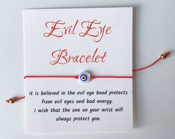 Evil Eye Bracelet, Blue Evil Eye Bead, Evil Eye Jewelry, Thread Bracelet, Adjustable Bracelet, Evil Eye Charm,Red String Evil Eye Bracelet