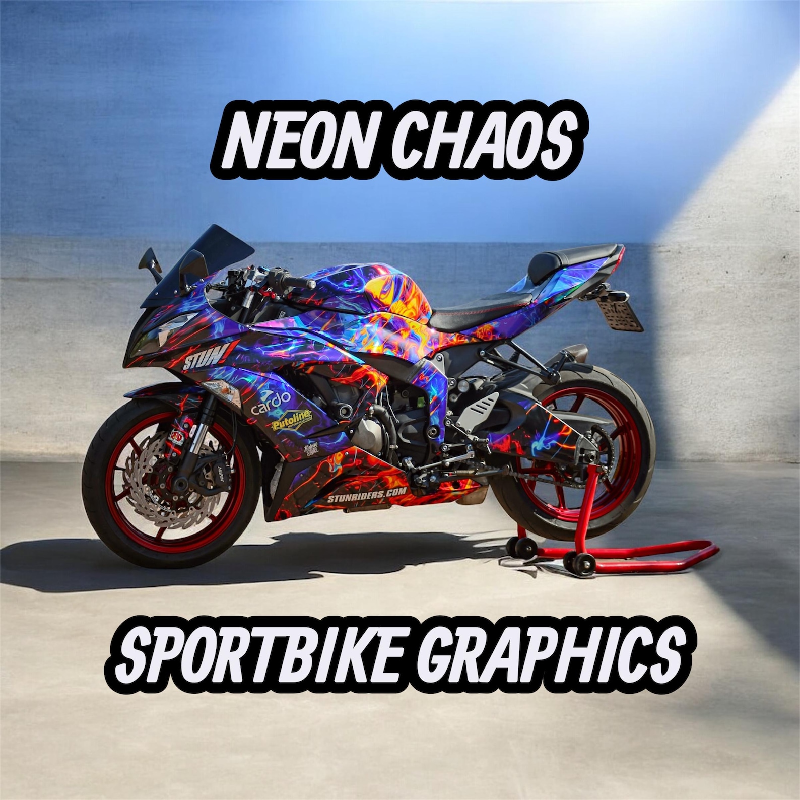 Custom Wrapped R6 NEON Chaos Wrap - Motorcycle Graphics / Custom Fit / Kawasaki Zx6r ...