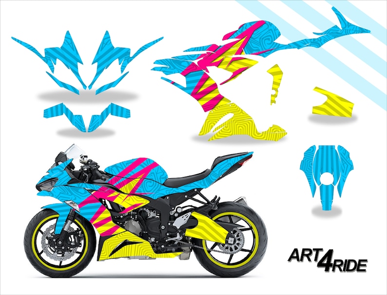 Graphics Kit KAWASAKI ZX6R 636 2019 2020 2021 2022 2023 Decals Stickers
