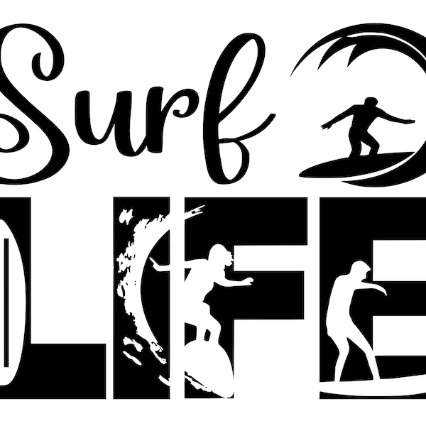 Surf Surfer Surfing LIFE SVG Cutting Cut File for the Cricut