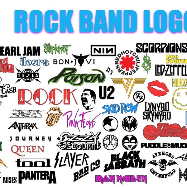 Band Logos Rock Mucic Heavy Metal SVG DXF EPS Colour and Black & White