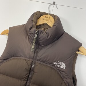 north face puffer gilet brown