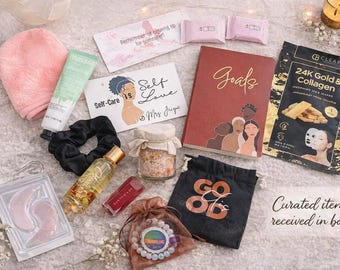 Scatola regalo per la cura di sé per donne nere, set relax con candela, tè e diario, regalo perfetto per compleanno, incoraggiamento e amore per se stessi