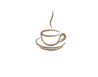 Cup of Coffee Machine Embroidery Design - 3 Sizes