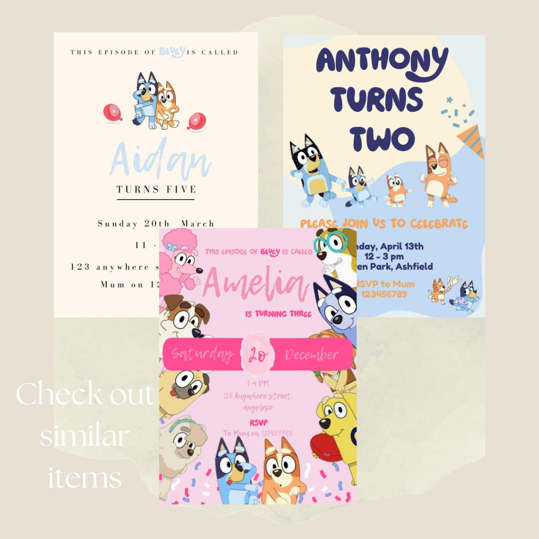 Bluey Inspired Kids Invitation