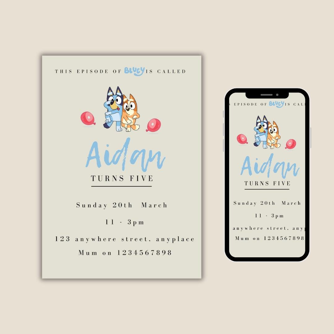 Editable Bluey Kids Invitation