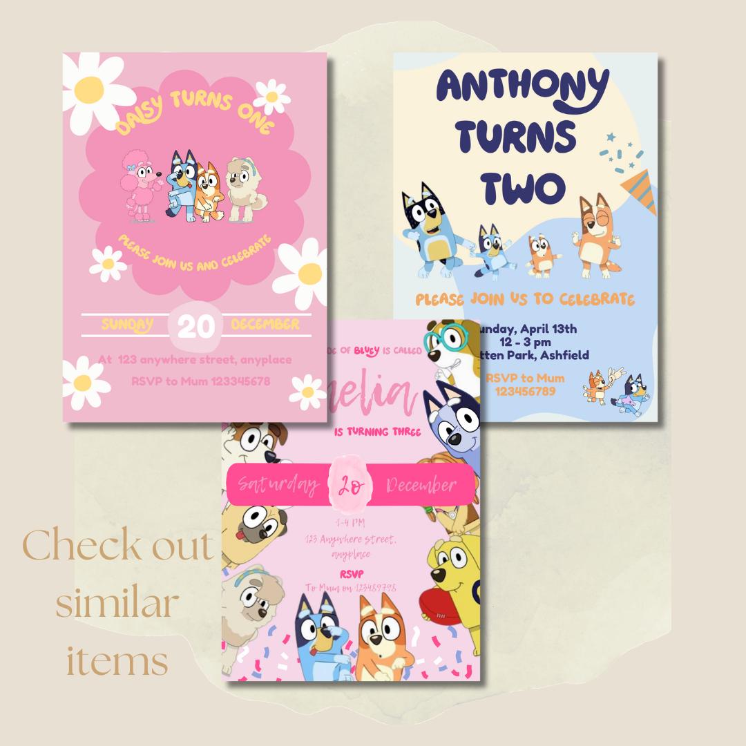 Editable Bluey Kids Invitation