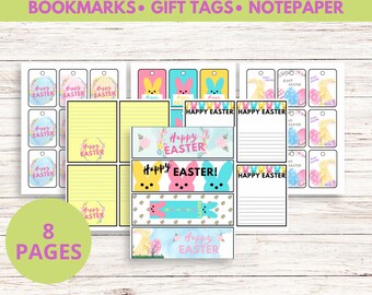 Printable Easter Bunny Pack- Geschenk Tags Ostern- Printable Lesezeichen- Printable Notepaper- Kleine Ostern Korb Tags- Basket Stuffers- Lesezeichen