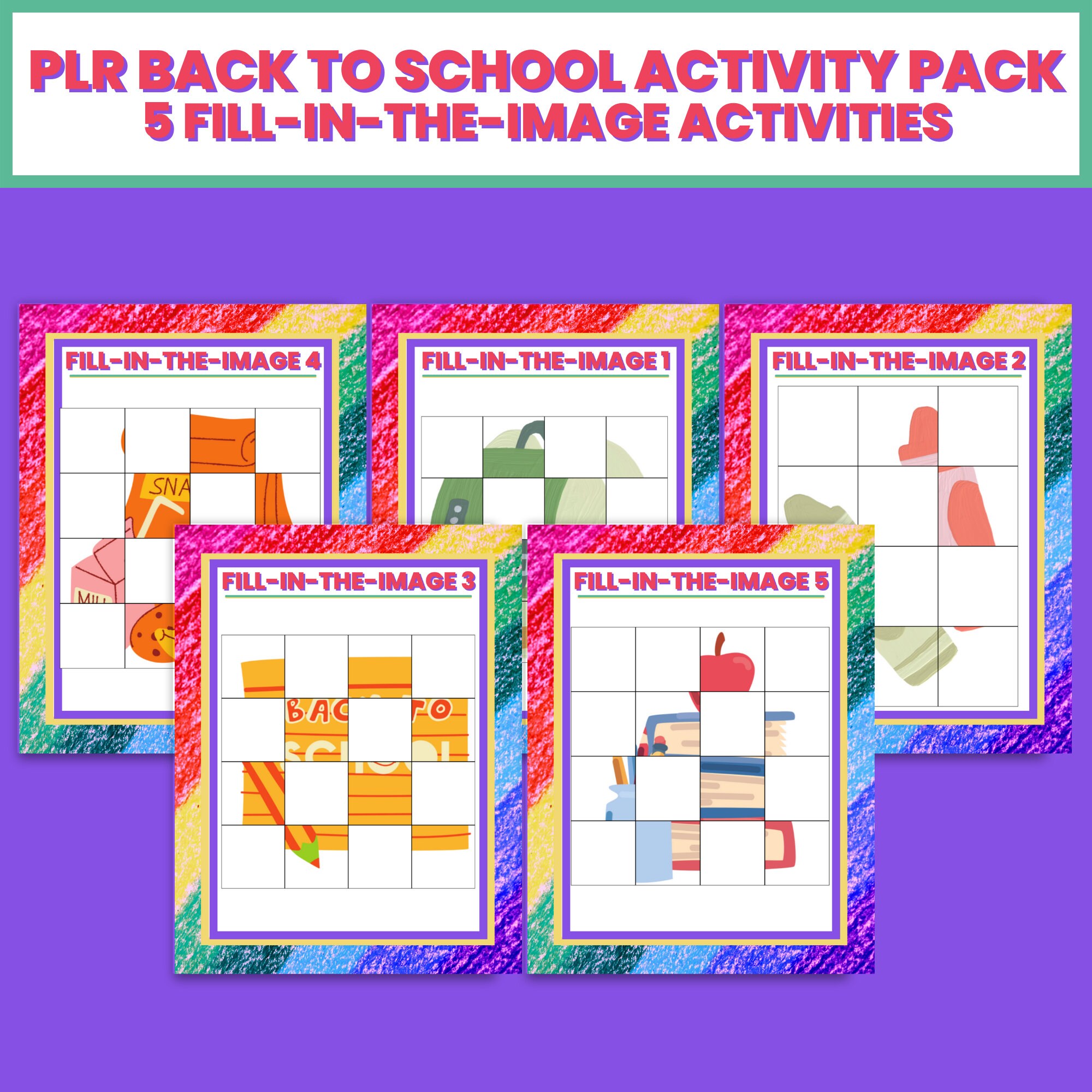 PLR Back to School Activity Pack Commercial Use Templates, Printable ...