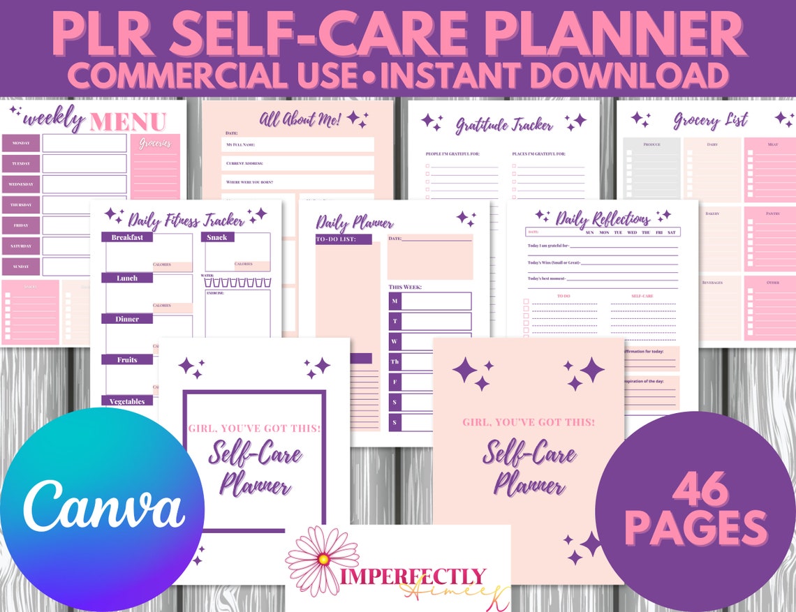 PLR Self Care Planner Printable Self Care Journal Downloadable - Etsy ...