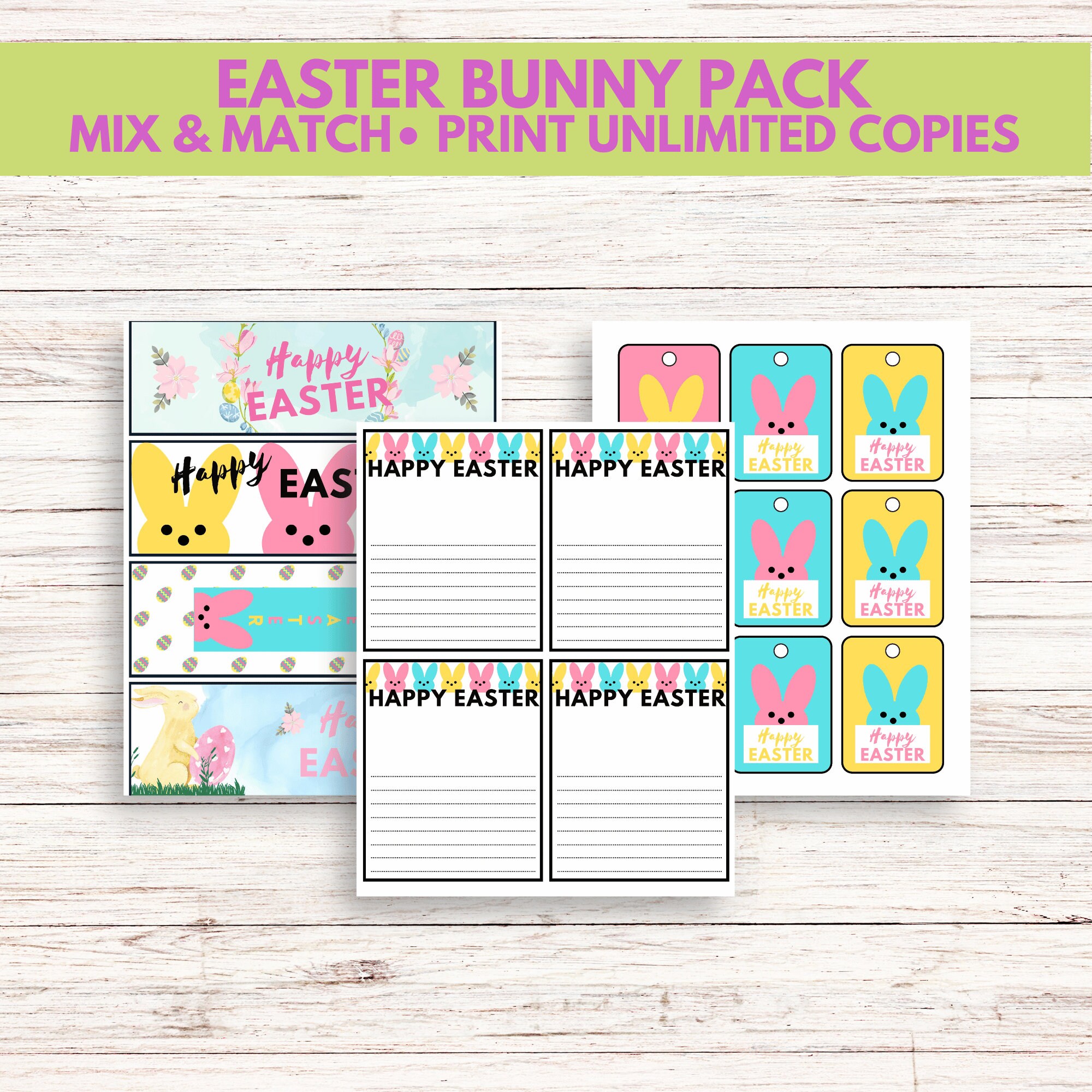 Printable Easter Bunny Pack- Gift Tags Easter- Printable Bookmark ...