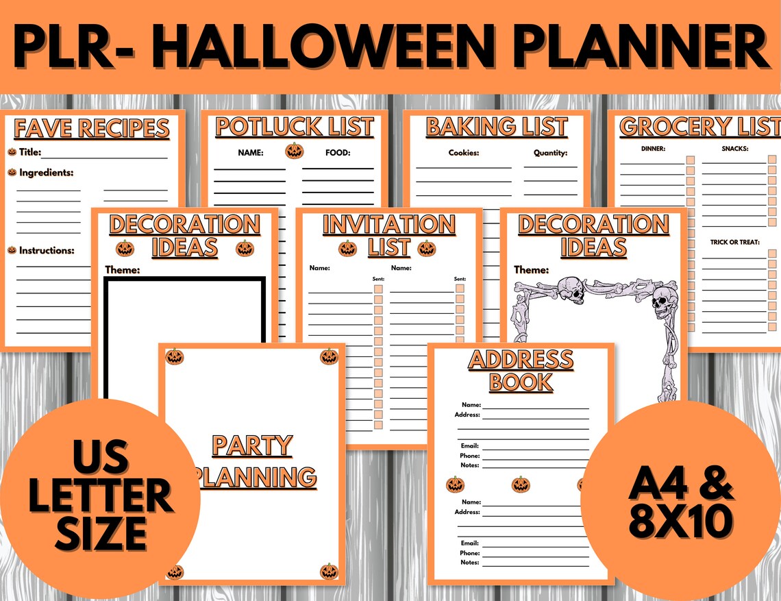 PLR Halloween Planner Printable PLR Commercial Use Party Etsy