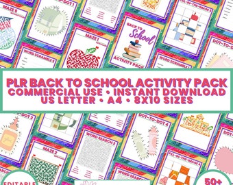 PLR Back to School Activity Pack Commercial Use Templates, Printable Activity Book, Word Search, Word Scramble, Sudoku Puzzle Activity Pages