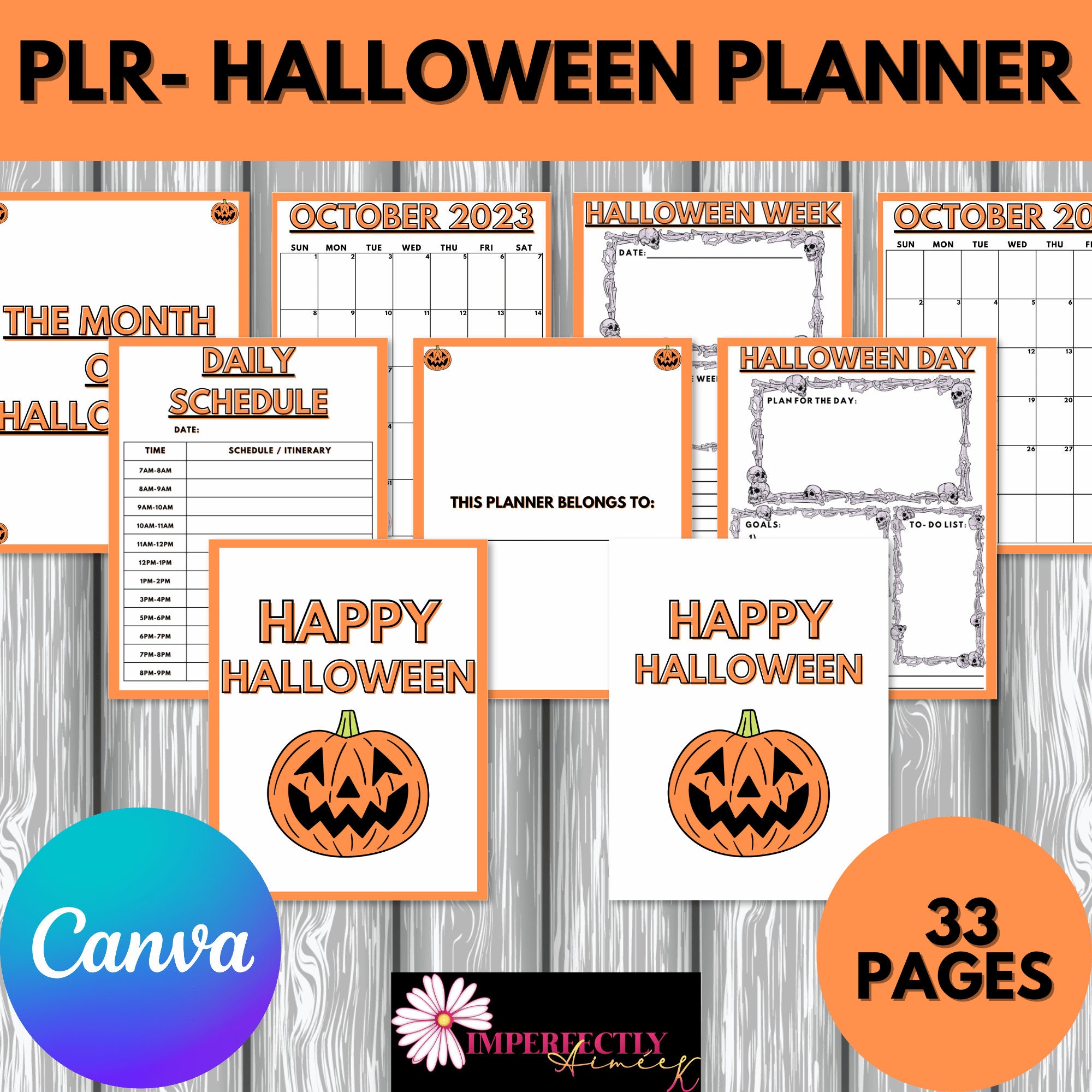 PLR Halloween Planner Printable PLR Commercial Use Party - Etsy