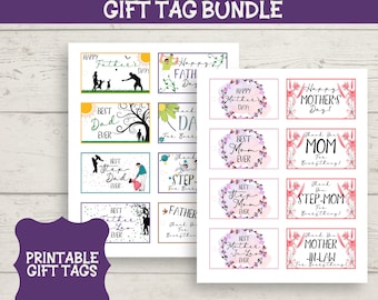 Mutter- und Vatertag Geschenkanhänger Bundle für Stiefvater Geschenk, Stiefmutter Geschenk, Schwiegermutter Geschenk, Schwiegermutter Geschenk, Mütter, Väter, Körbe