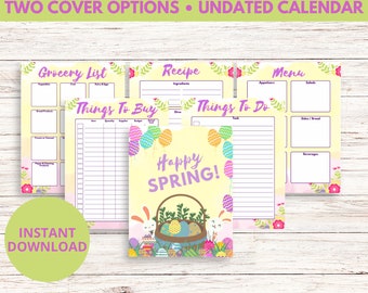 Afdrukbare paasplanner - ongedateerde vakantieplanner - dinerplanner - maaltijdplanner - paasspelplanner - lenteplanner - paashaasplanner