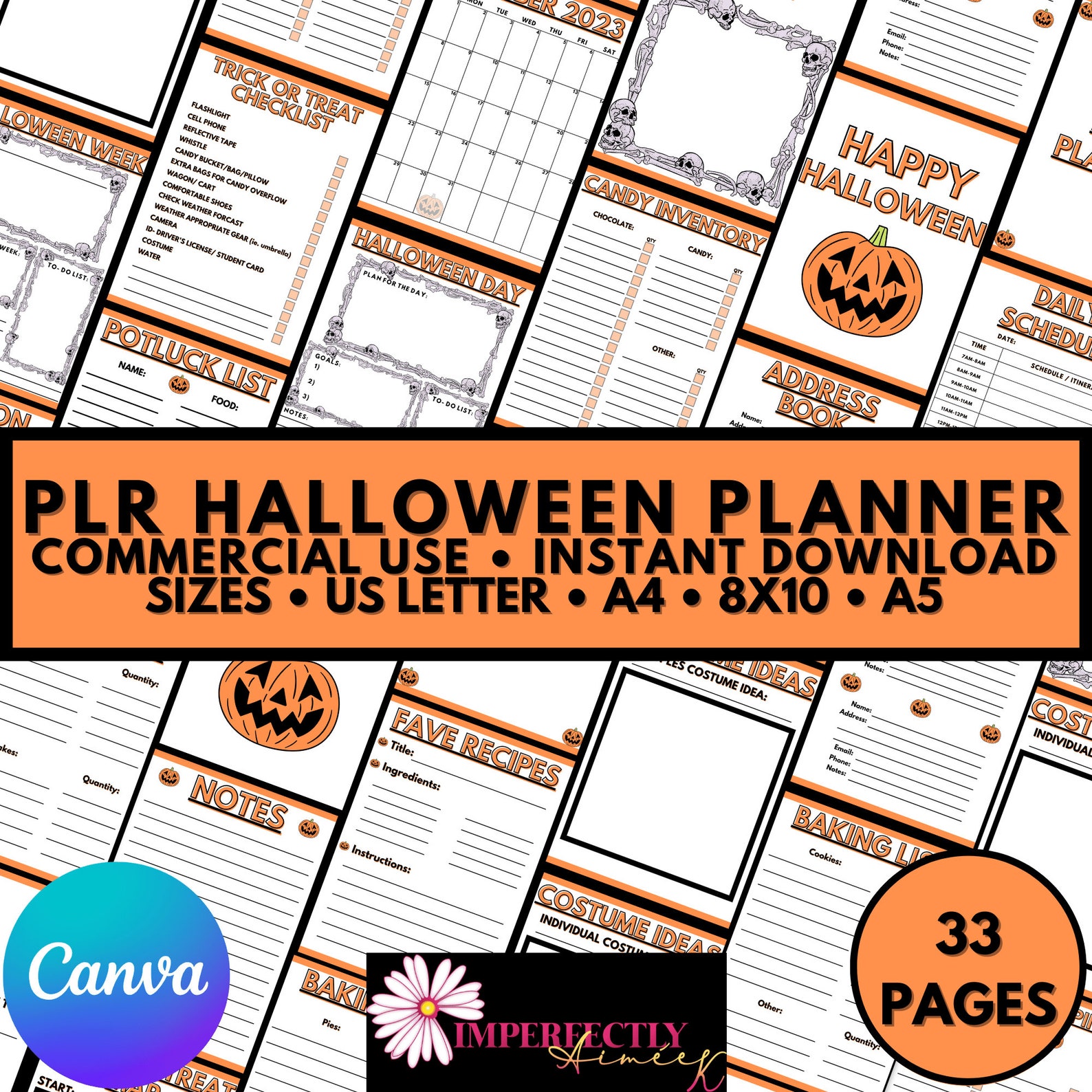 PLR Halloween Planner Printable PLR Commercial Use Party Etsy