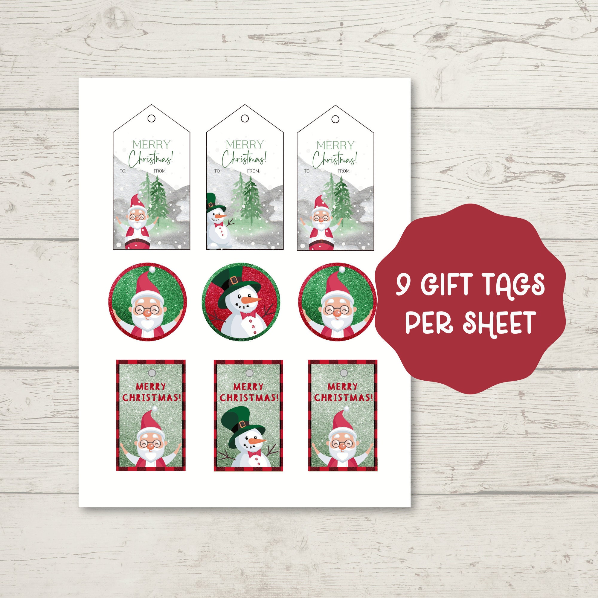 Printable Christmas Gift Tags Downloadable Holiday Gift Tags - Etsy Canada