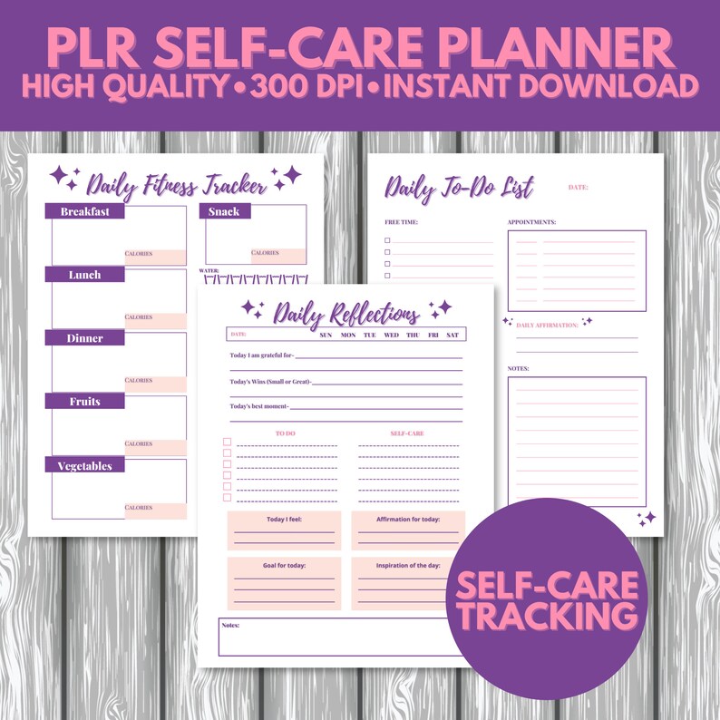 PLR Self Care Planner Printable Self Care Journal Downloadable Self ...