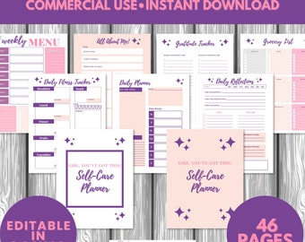 PLR Selbstfürsorgeplaner Druckbares Selbstfürsorgejournal Herunterladbares Selbstfürsorgearbeitsbuch Kommerzielle Nutzung Täglicher Selbstfürsorgetracker Wöchentlicher Mahlzeitenplaner