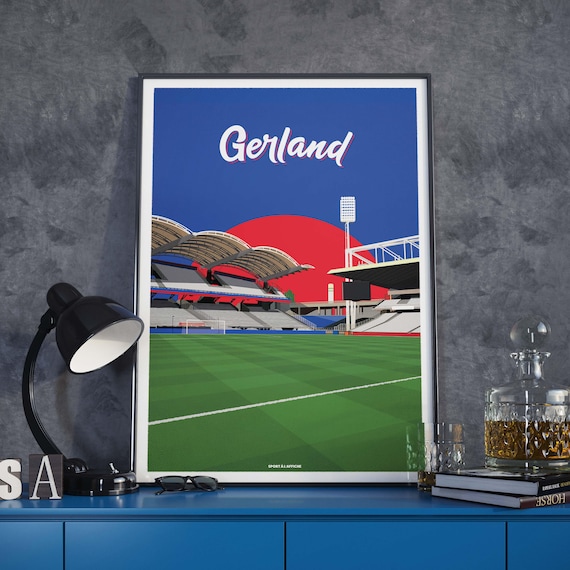 Affiche Originale EURO 1984 – Illustration Coulon – 85x60 Cm – Stade Lyon Gerland