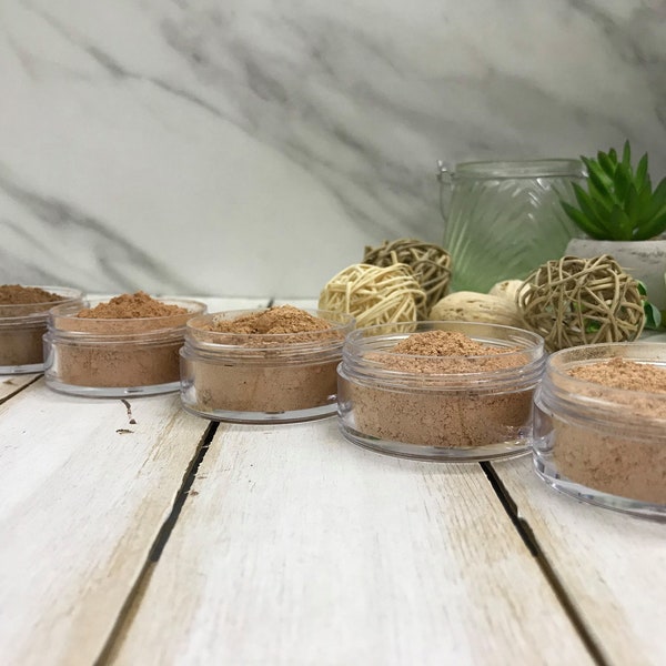 Samples,Mineral loose powder foundation, Full coverage foundation, Vegan makeup, Mineral makeup, Mineral foundation, 5 shades, 0.75  g