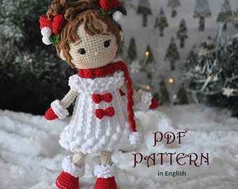 Little Doll Melanie in Merry Christmas outfit collection - amigurumi crochet pattern PDF file