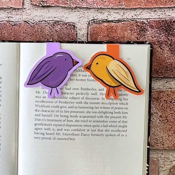 2 Bird Magnetic Bookmarks Set, Gift for Birder or Readers