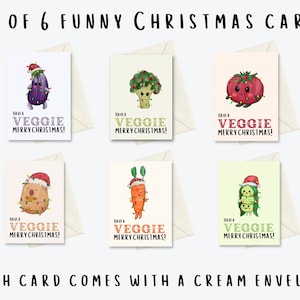 Tarjetas The Veggie Christmas Collection / juego de 6 divertidas tarjetas navideñas