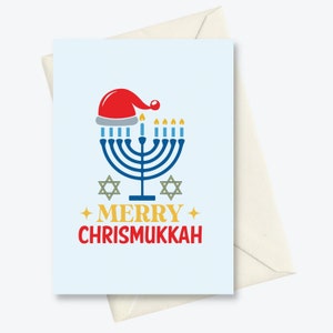 5x7 A7 Chanukka/Weihnachtskarte mit lustigem Spruch und leerer Innenseite, Umschlagfarbe Ihrer Wahl