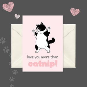 Lustige Katzenliebhaber Valentinstagskarte, 5x7 A7 Karte mit lustigem Spruch und leerer Innenseite, Umschlagfarbe Ihrer Wahl, Freundkarte