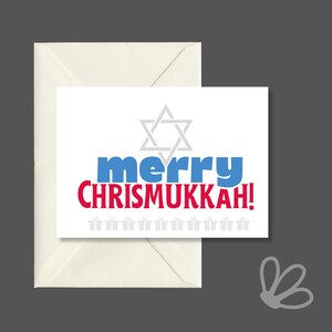 5x7 A7 Chanukka/Weihnachtskarte mit lustigem Spruch und leerer Innenseite, Umschlagfarbe Ihrer Wahl