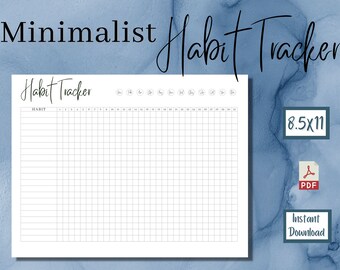 Habit Tracker Printable | Daily, Monthly Habit Trackers | Bullet Journal Template | Goal Setting Planner | Minimalist Design