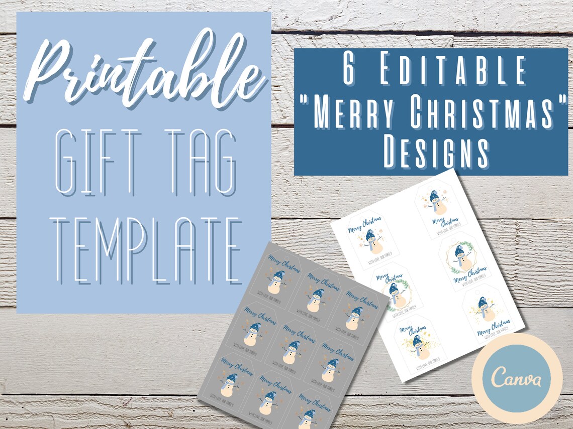 Printable Christmas Gift Tags Editable in Canva Etsy